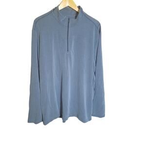 Tommy Bahama Mens Gray/Blue 1/4 Zip Mock Collar Long Sleeve Pullover  Size XXL